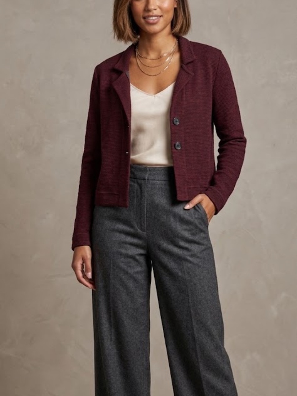 Cut Loose Red Black Ribbed Knit Button Front Lightweight Jacket Size S